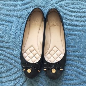 Vince Camuto Black Leather Ballet Flats